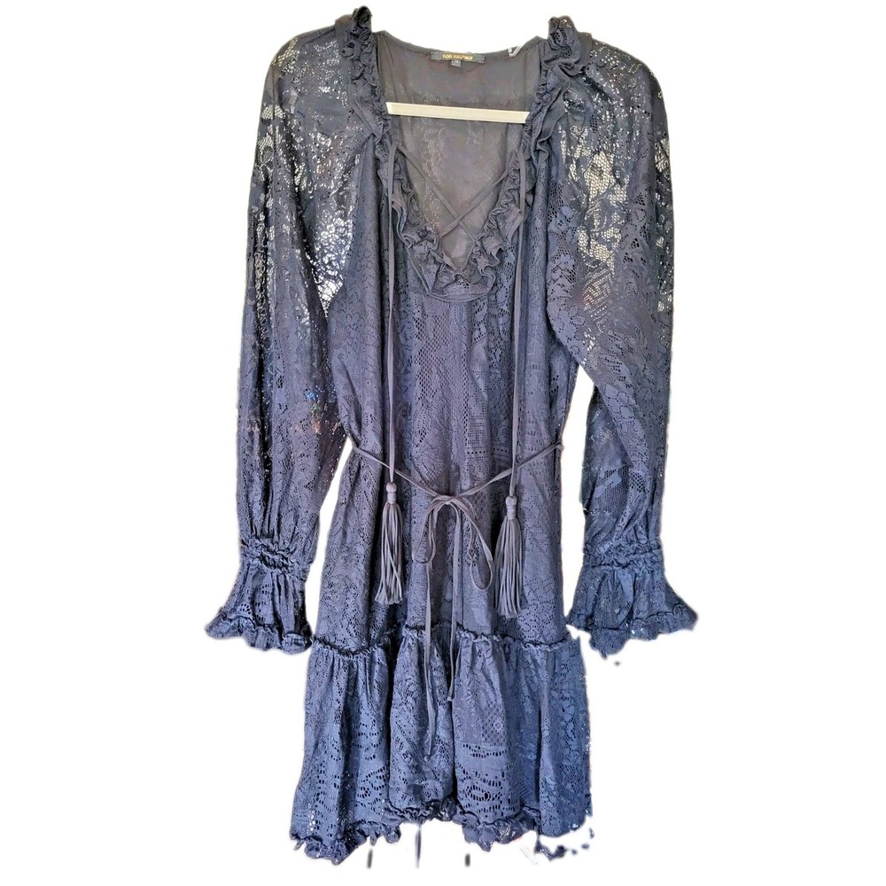 Kobi Halperin Womens Black Lace Dress Size M Designer Luxury Party Dark Cottage
